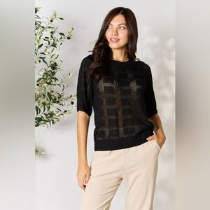 Mandy Ribbed Trim Round Neck Knit Top